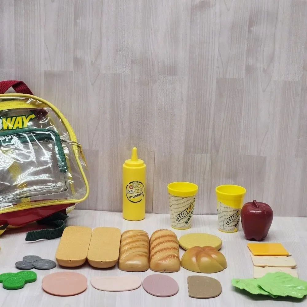 Subway Toy Food Childs Zip Backpack 24 Pieces Plastic Pretend Play Sandwich Bag